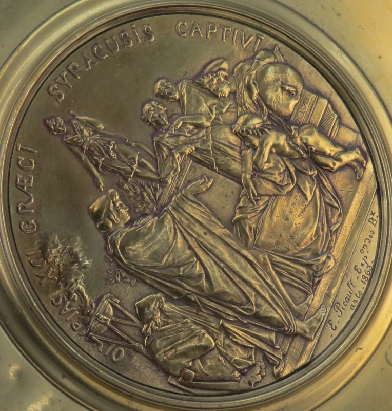 Emile Louis Picault, French  (1833-1915) "Olympias XCI Graeci Syracusis Captivi" Bronze Tazza