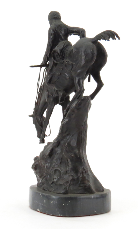 After: Frederic Remington, American (1861-1909) "Mountain Man" Bronze Sculpture on Marble Base