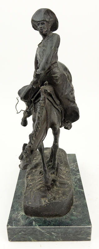 After: Frederic Remington, American (1861-1909) "Bucking Bronco" Bronze Sculpture on Marble Base