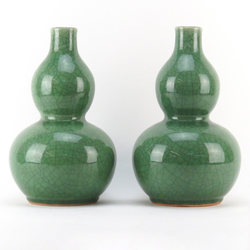 Pair of Large 20th Century Chinese Double Gourd Vases