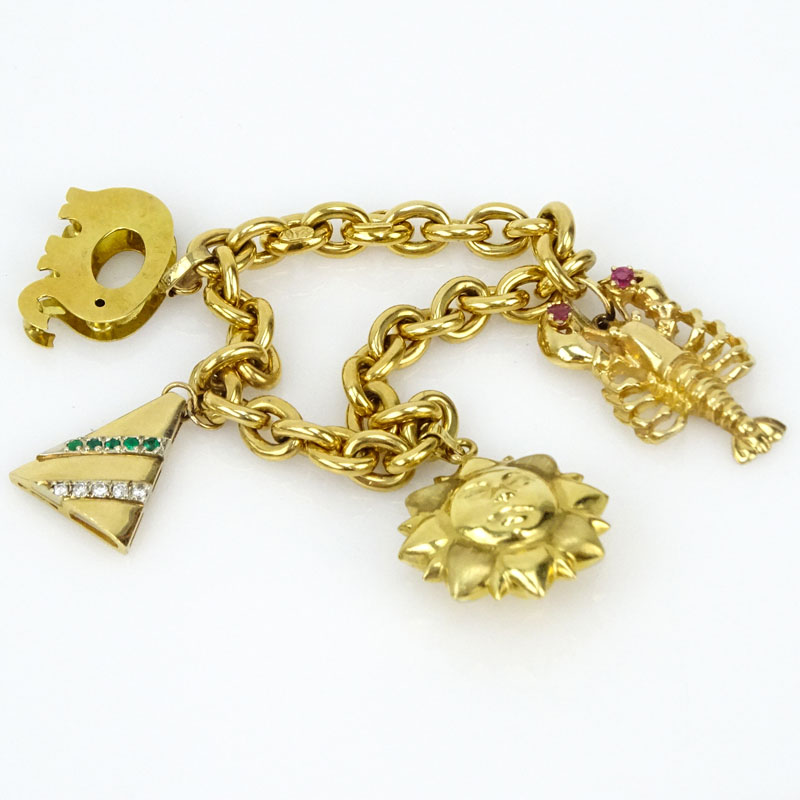 Unoaerre Vintage Italian Gold Charm Bracelet