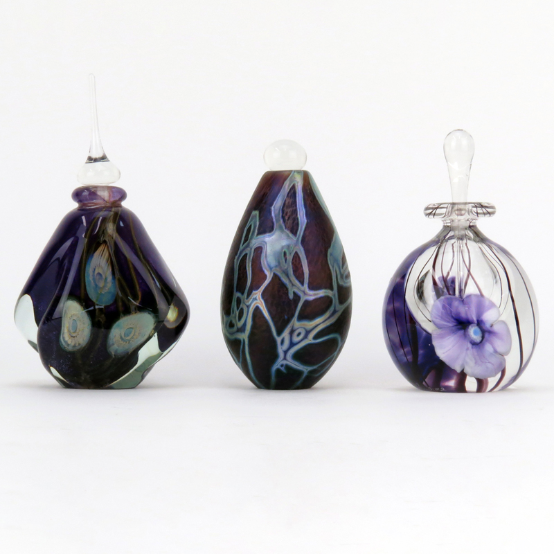 Three (3) Art Glass Perfume Bottles