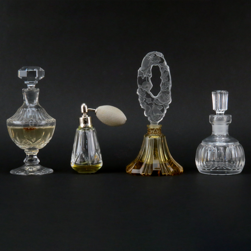 Four (4) Waterford and Czech Crystal Perfume Bottles