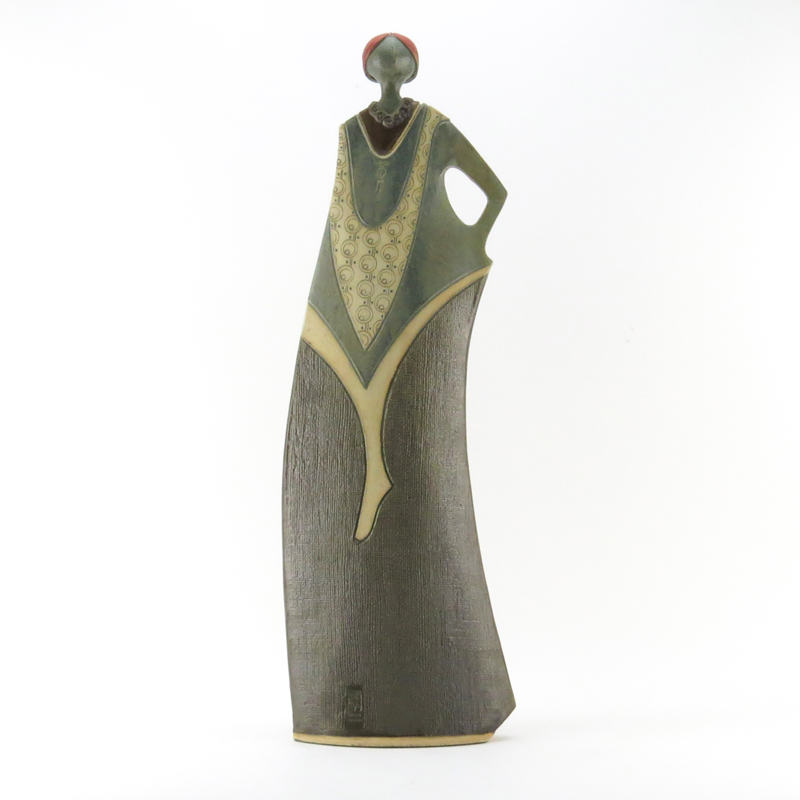 Large Contemporary Pottery Sculpture of a Posing Lady