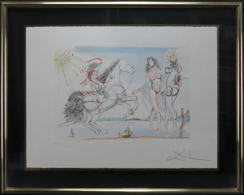 Salvador Dalí, Spanish (1904-1989) Color lithograph "Horse With Rider and Nude"