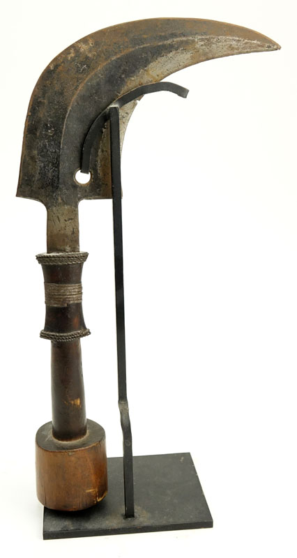 Antique African Mangbetu "Trumbash" Ceremonial Dagger with Stand