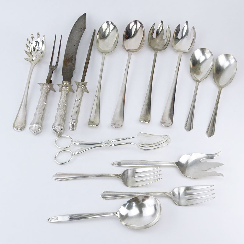 Grouping of Fifteen (15) Silver Plated Serving Pieces