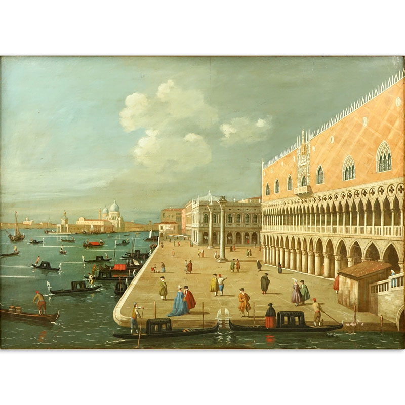 Nicely Done Mid 20th Century 18th Century Style Oil On Canvas "Venice"