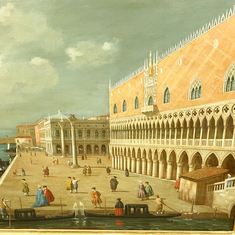 Nicely Done Mid 20th Century 18th Century Style Oil On Canvas "Venice"