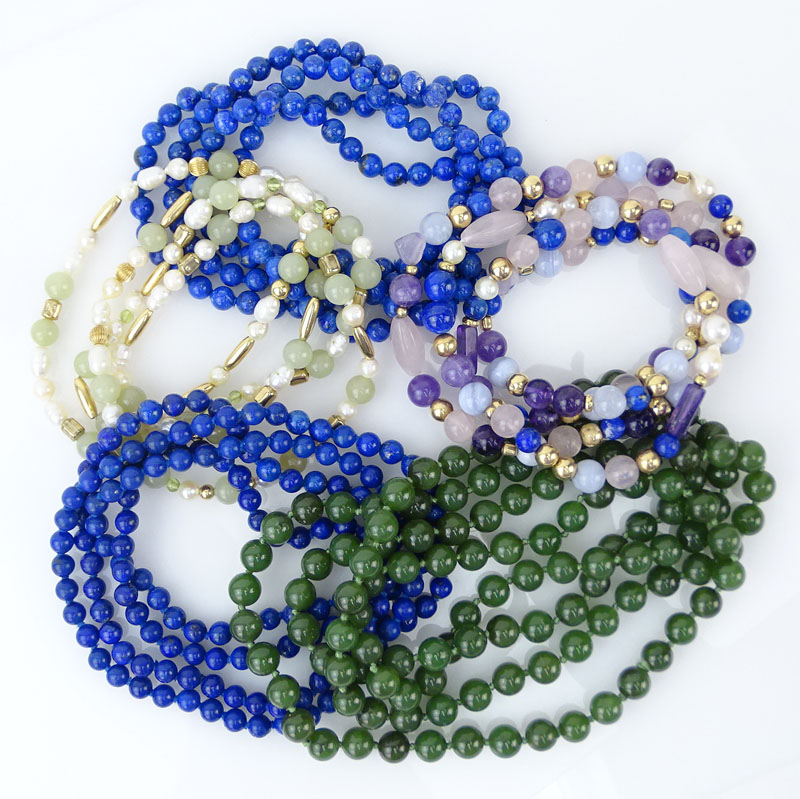 Lot of Five (5) Semi-Precious Bead Necklaces