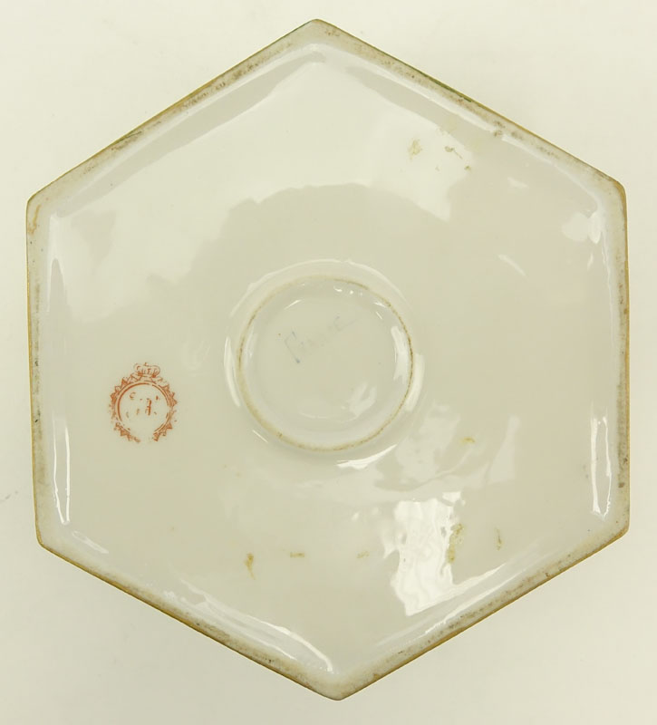 19th Century Sevres Green Glaze Bronze Mounted Octagonal Porcelain Box