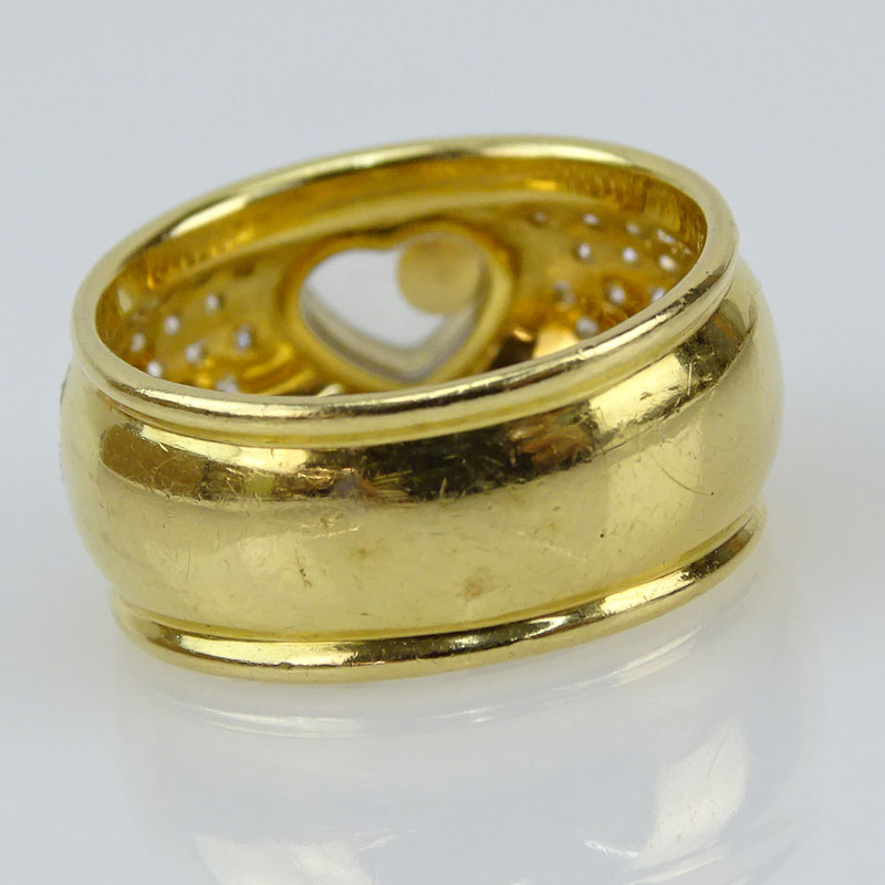 1.50 Carat Pave Set Round Cut Diamond and 18 Karat Yellow Gold Heart Ring.