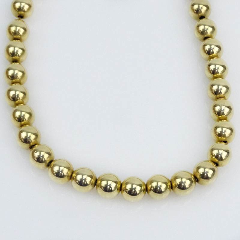 Vintage 14 Karat Yellow Gold Graduated Bead Necklace