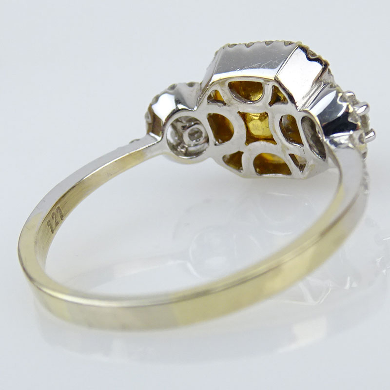 1.21 Carat Fancy Yellow Princess Cushion Cut Diamond and 18 Karat Yellow Gold Engagement Ring