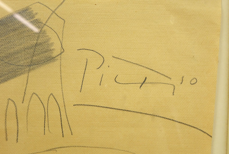 Possibly Pablo Picasso, Spanish (1881-1973) Pencil sketch on a paper napkin