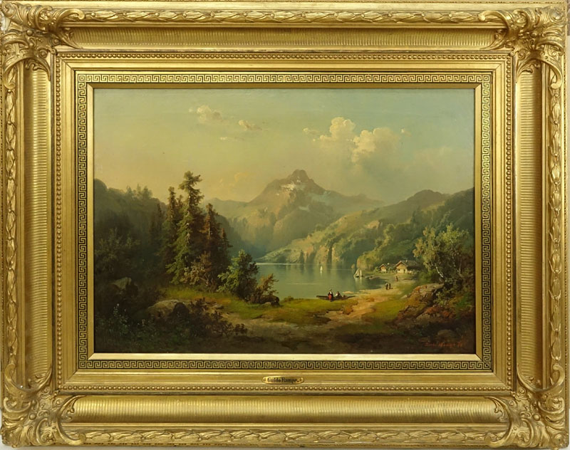 Guido Hampe, German (1839 - 1902) Large oil on canvas "Mountain Village"