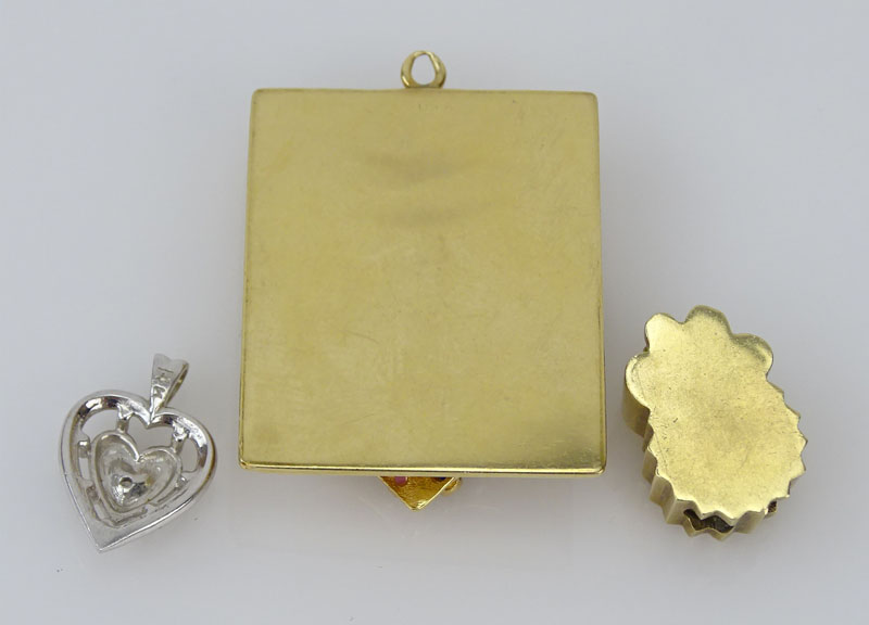 Three (3) Vintage Charms/Pendants/Slides set with Gemstones, Diamonds and Pearls