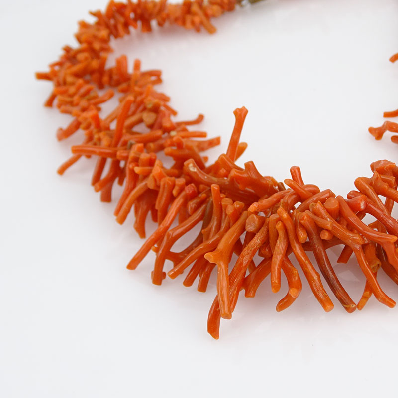 Vintage Italian Double Strand Red Coral Necklace