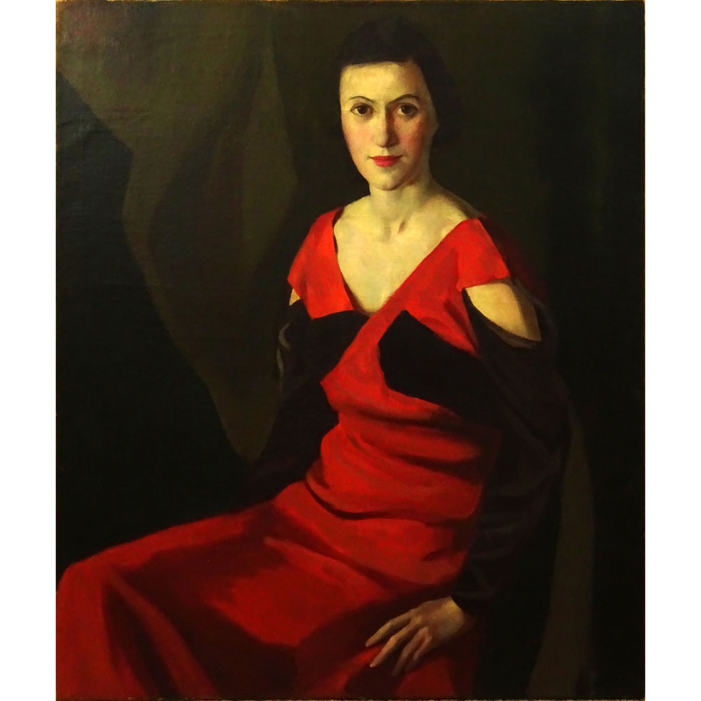 Attributed to: George Washington Lambert, Australian (1873-1930) Oil on Canvas, Portrait of a Lady