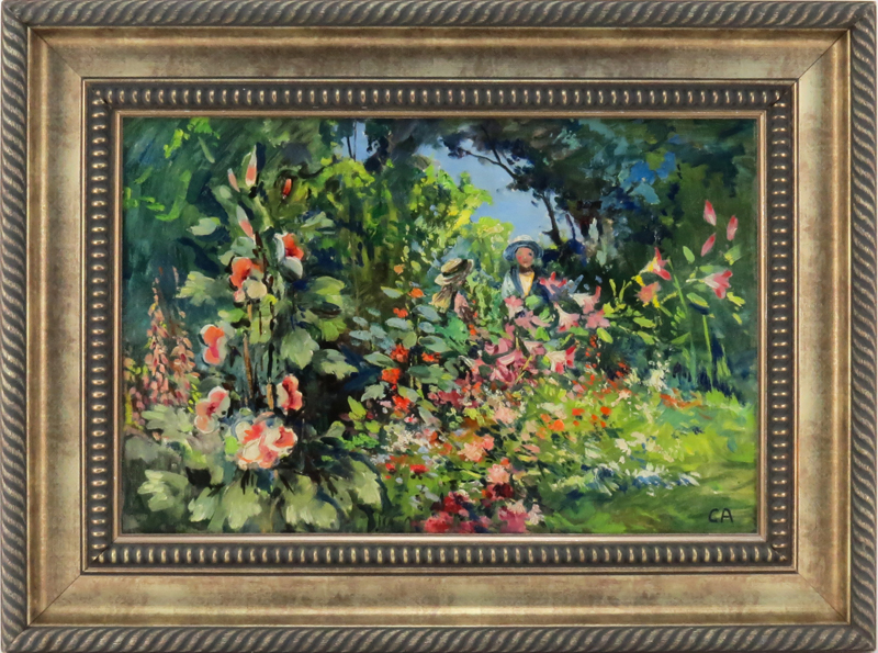 20th Century Oil on Canvas, Landscape with Flowers