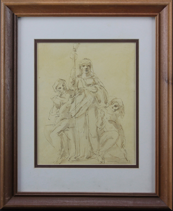 School of Tiepolo Ink Wash On Paper "Old Master Drawing"