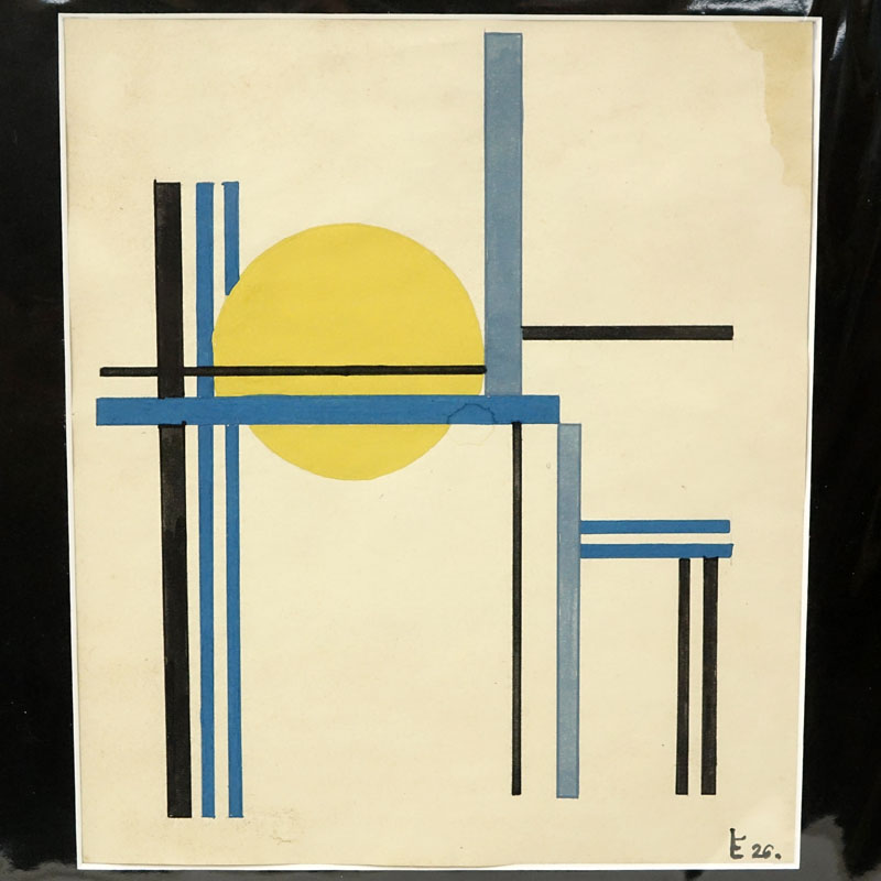 Attributed to: Lajos von Ebneth, Hungarian (1902 - 1982) Gouache on paper "Composition" Initialed and dated '26 lower right