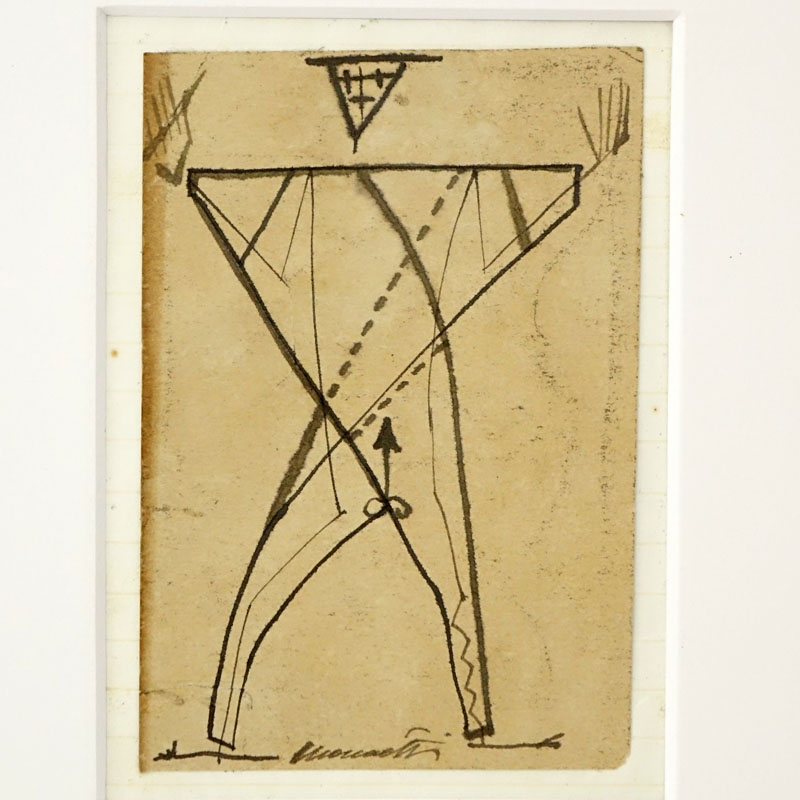 Nerino Nannetti, Italian (1889-1982) Ink on paper "Futuristic Man" Signed lower edge