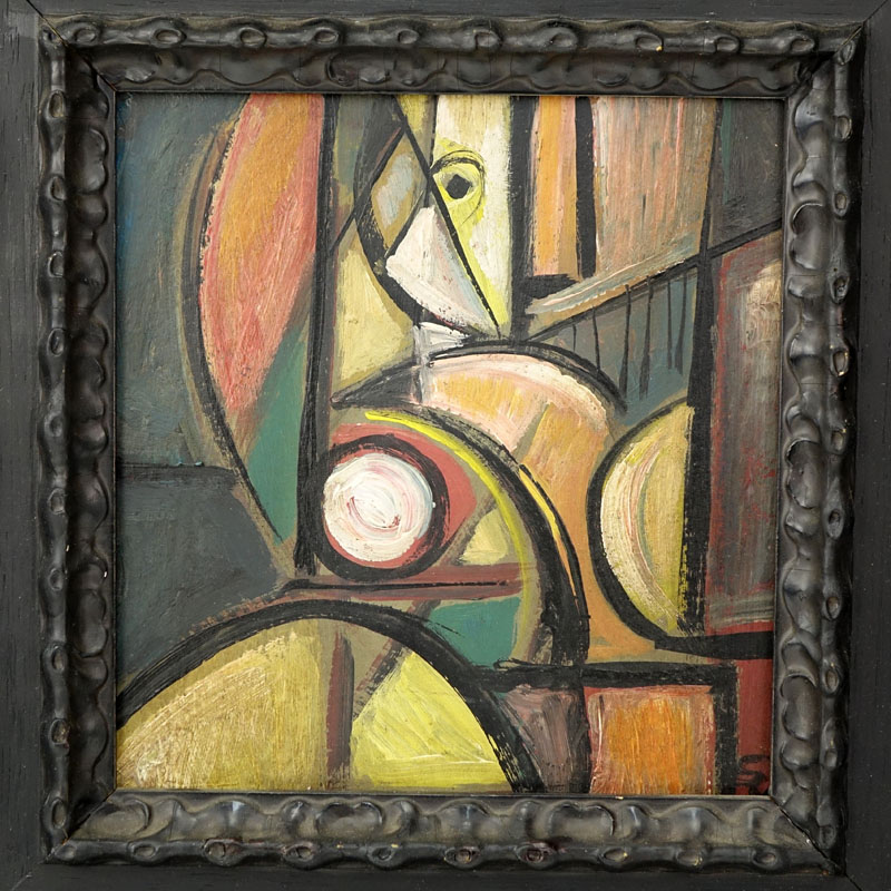 1930's European School Oil On Card "Cubist Composition" Possible initials lower right