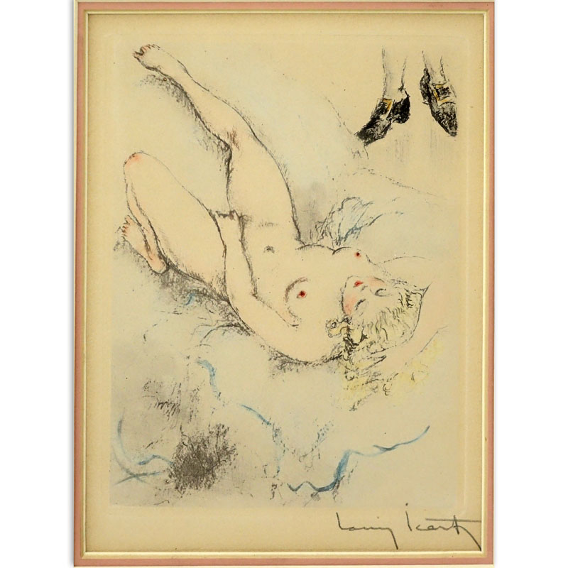 Louis Icart, French (1888-1950) Erotic Color Etching, My Pleasure