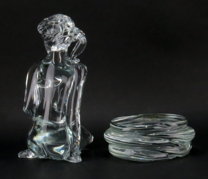Loredano Rosin, Italian (1936-1991) Murano Glass Sculpture with Base , Seated Nude