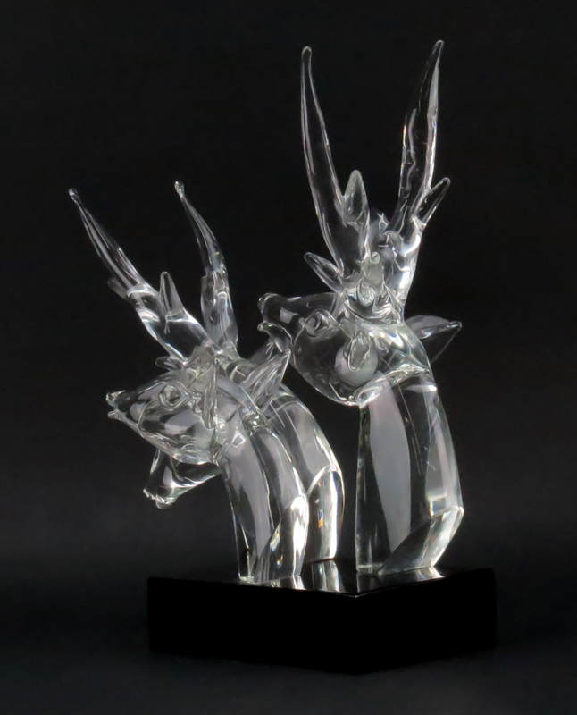 Vintage Licio Zanetti Art Glass Stag Head Group