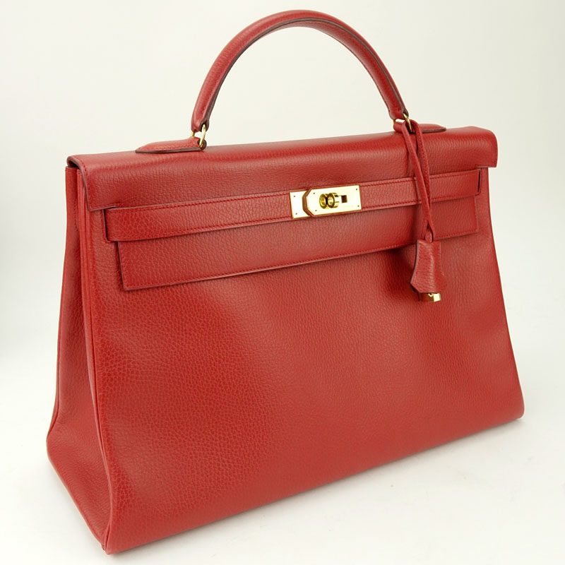 Hermès Red Calfskin Leather Kelly 40 Bag