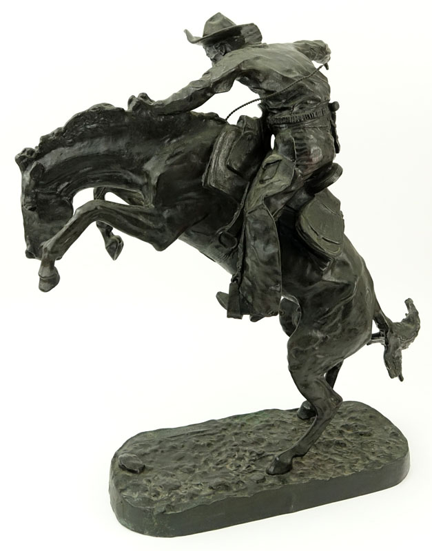 After: Frederic Remington, American (1861-1909) Bronze "Bronco Buster" Signed