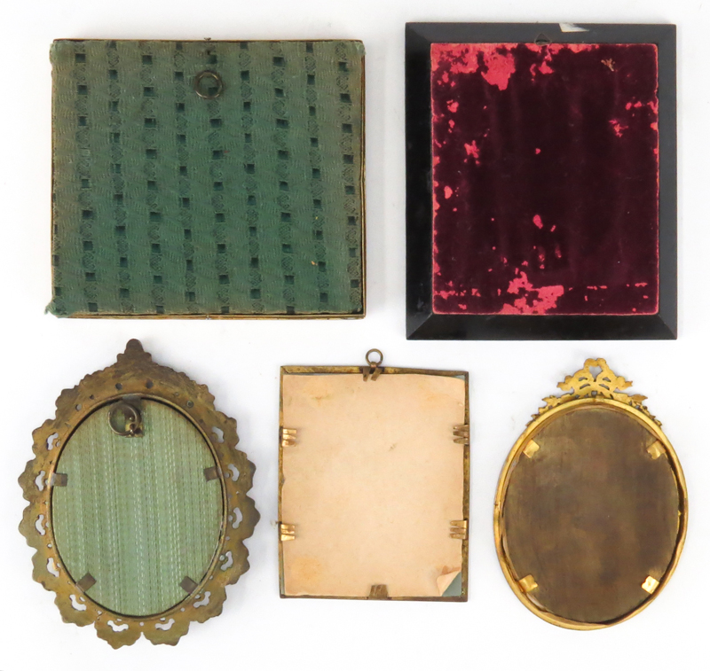 Grouping of Five (5) Antique or Vintage Italian Victorian Miniature Paintings on Celluloid