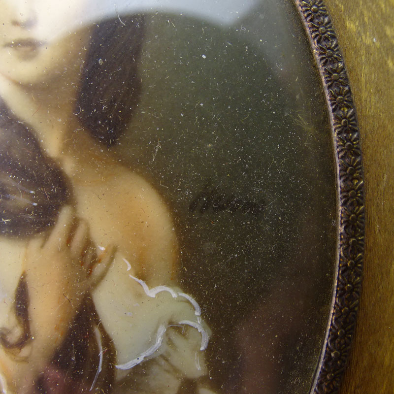 Grouping of Seven (7) Antique or Vintage Hand Painted Continental Miniature Portraits on Celluloid
