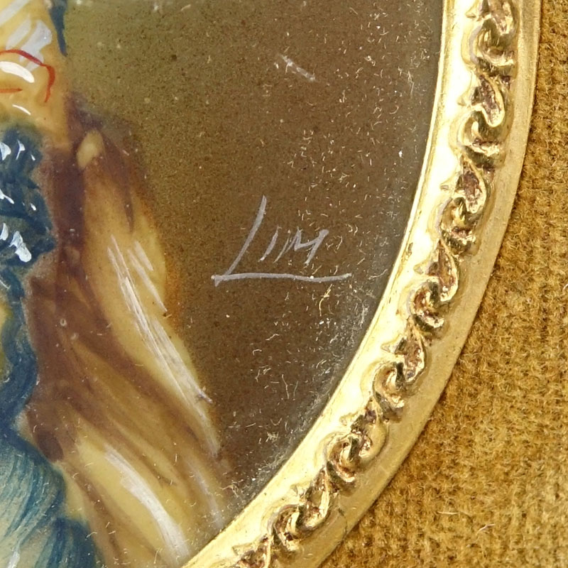 Grouping of Seven (7) Antique or Vintage Hand Painted Victorian Miniature Portraits on Celluloid
