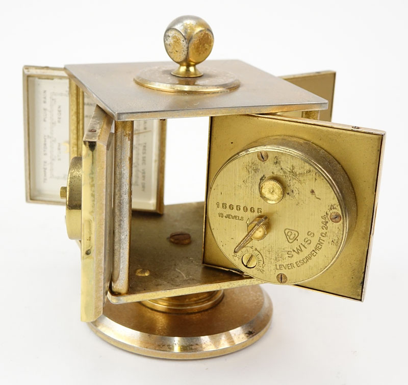 Vintage Bucherer Imhof 4 Sided Art Deco Table Clock
