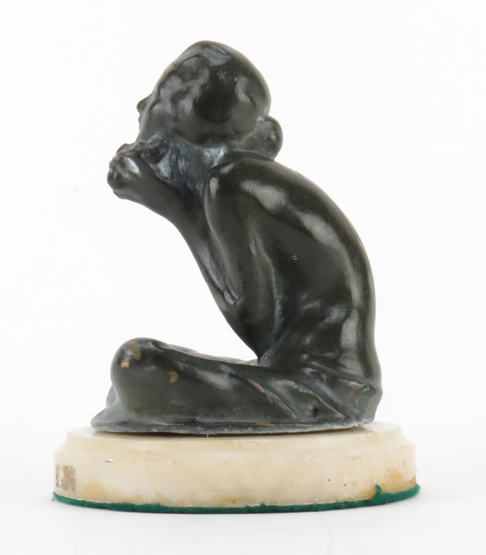 Early 20th Century French Art Deco Bronze Nude Sculpture on Marble base