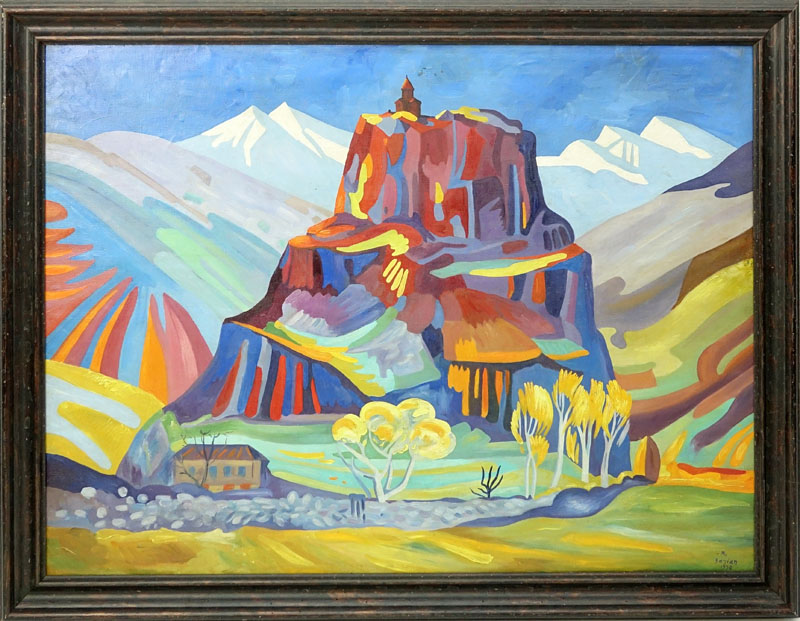 After: Martiros Sarian, Armenian (1880-1972) Oil on canvas "Mountain Landscape"