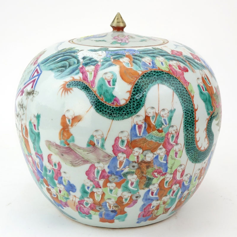 Antique Chinese Famille Rose Porcelain Ginger Jar