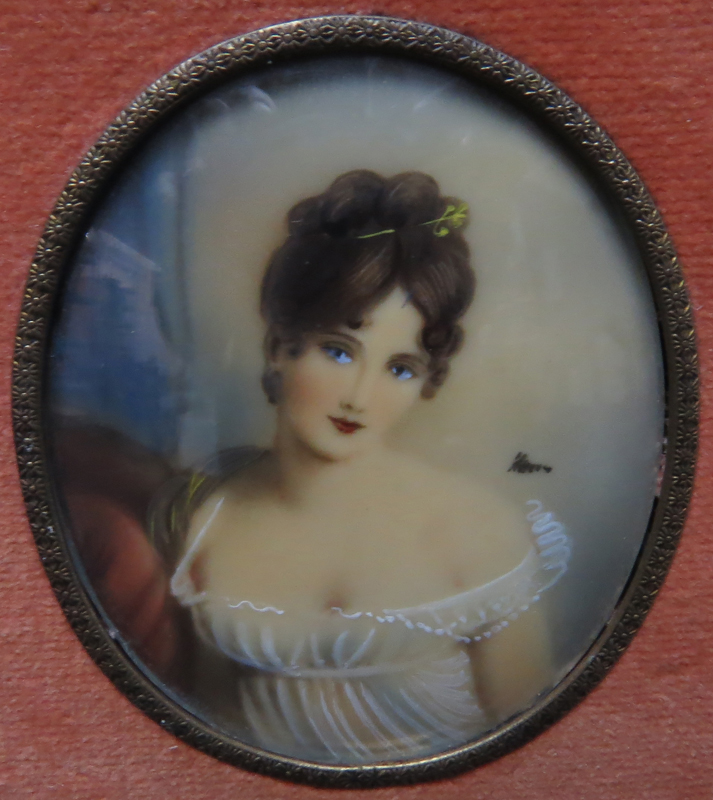 Pair of Antique or Vintage Framed Victorian French Miniature Portraits on Celluloid