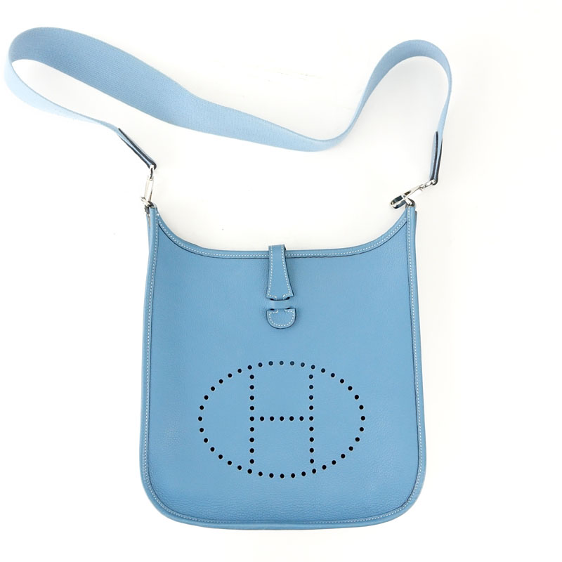 Hermès Blue Jean Togo Leather Evelyne I-2 PM Messenger Bag