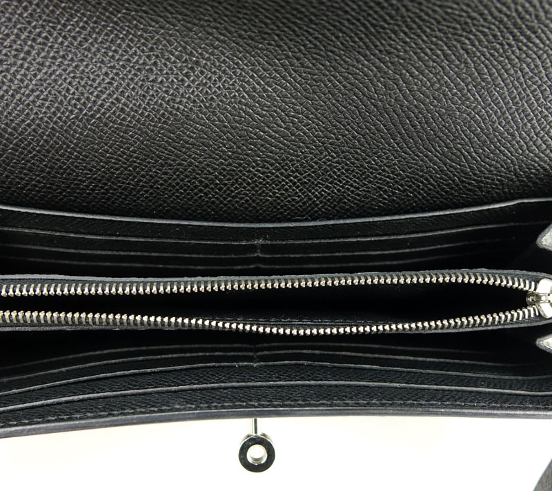 Hermès Black Noir Epsom Leather Kelly Longue Wallet