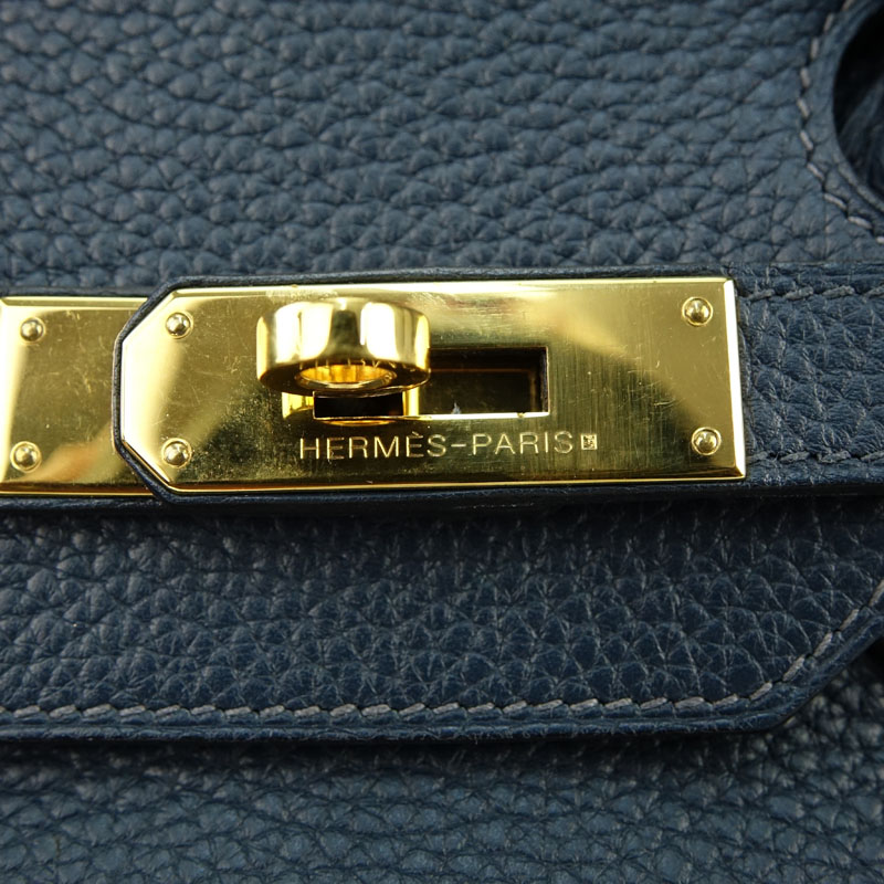 Hermès Navy Togo Leather Birkin Bag 35 With Gold-Tone Hardware