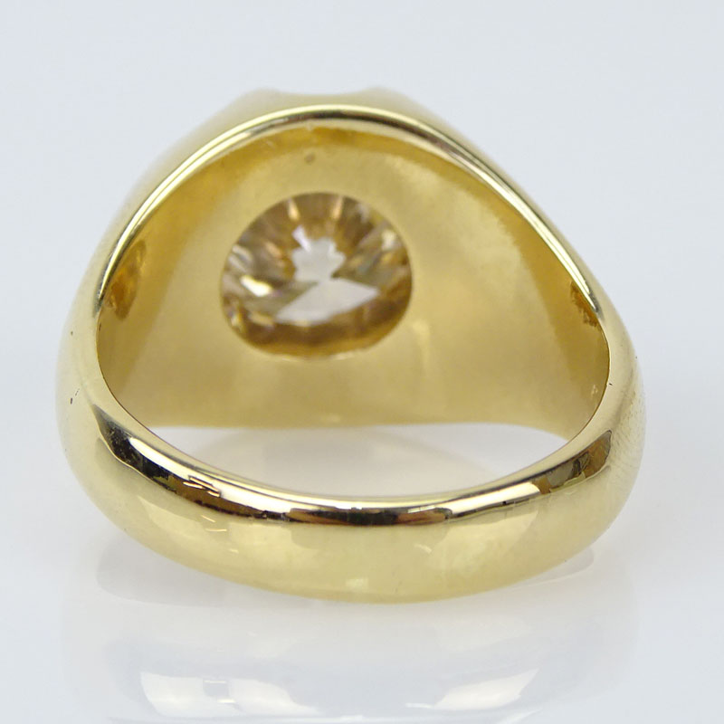 6.27 Carat Round Brilliant Cut Diamond and 14 Karat Yellow Gold Ring.