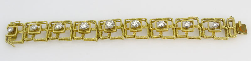 5.0 carat Round Brilliant Cut Diamond and 18 Karat Yellow Gold Bracelet.