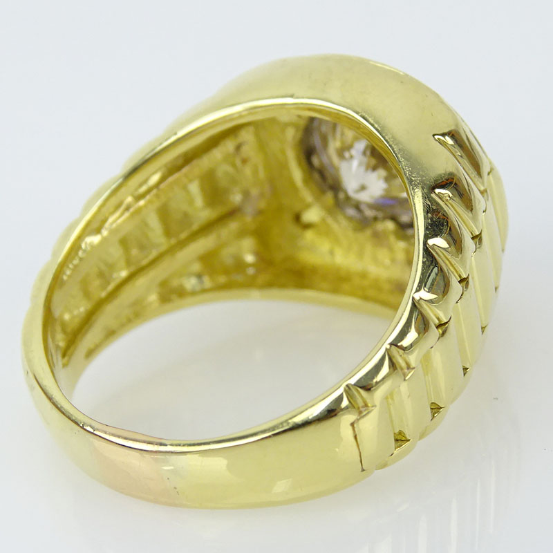 3.0 Carat Round Brilliant Cut Diamond and 18 Karat Yellow Gold Ring.