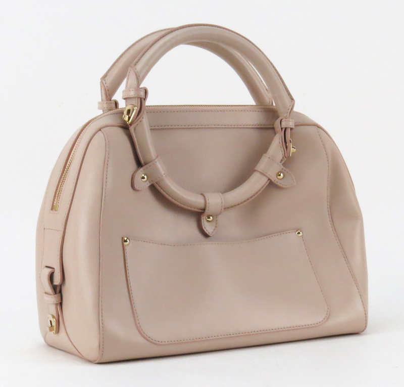 Jimmy Choo Mauve Taupe Leather Top Handle Handbag