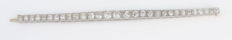 20.0 Carat Old European Cut Diamond and Platinum Bracelet.