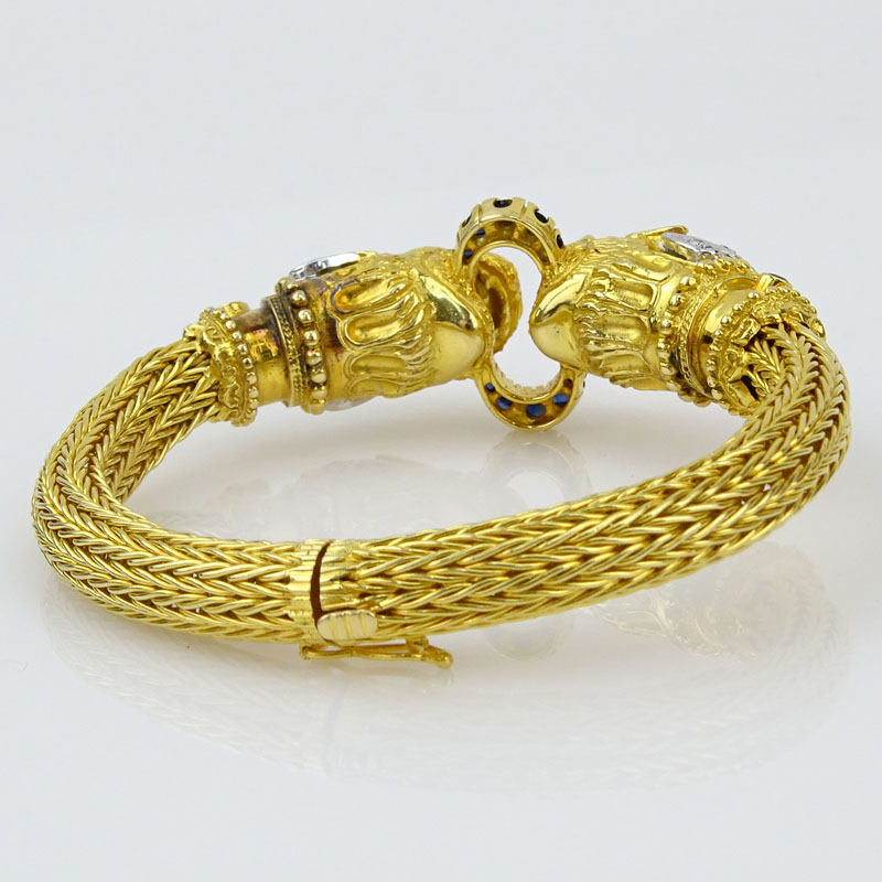 Ilias Lalaounis, Greek 18 Karat Yellow Gold Lion Head Bracelet with ...